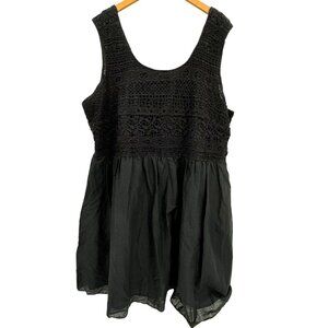 Ellos Womens Plus Size Black Sleeveless Lace Cotton‎ Top 24W Crochet Party